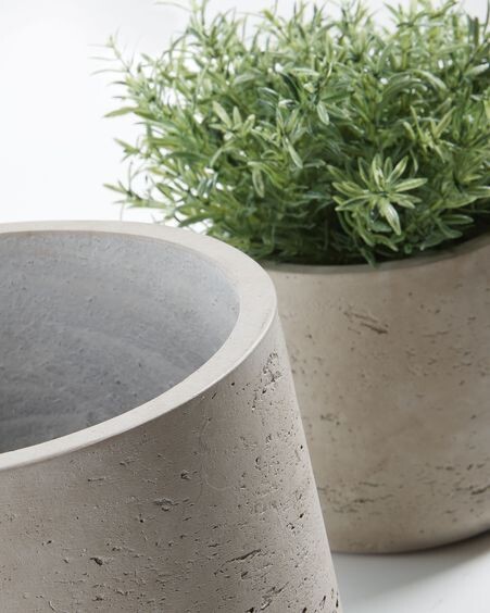 Set Low de 2 maceteros gris Ø 21 cm /  Ø 14 cm