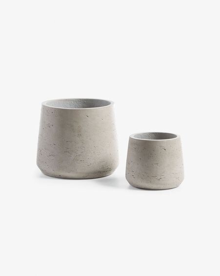 Set Low de 2 maceteros gris Ø 21 cm /  Ø 14 cm