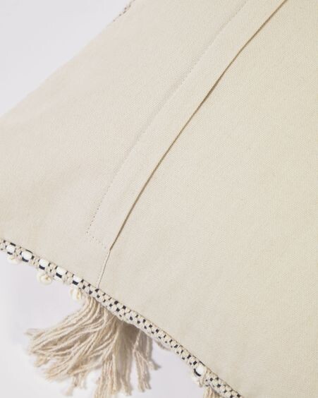 Funda cojín Malvina 100% algodón flecos beige 45 x 45 cm