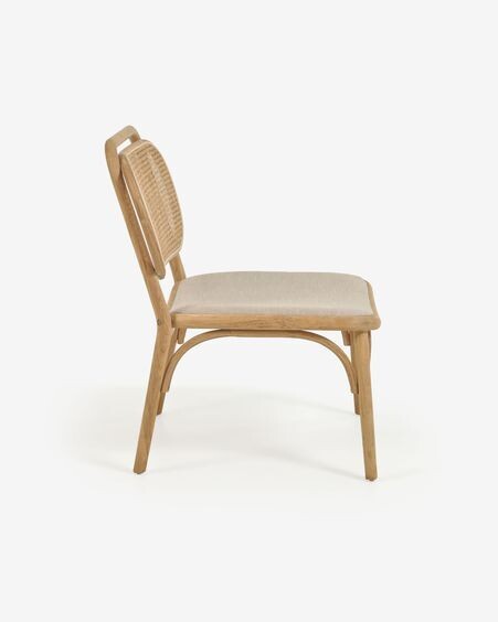 Sillón Doriane madera maciza roble acabado natural y asiento de tela
