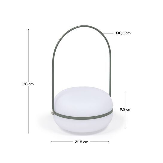 Lámpara de mesa Tea de polietileno y metal acabado verde