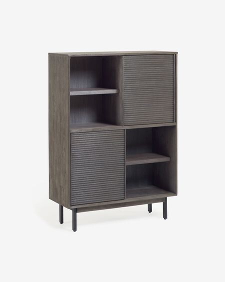 Estantería Indiann de madera maciza de acacia y patas de acero acabado negro 100 x 140 cm