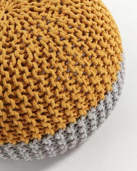 Puf Arnot Ø 50 cm mostaza y gris