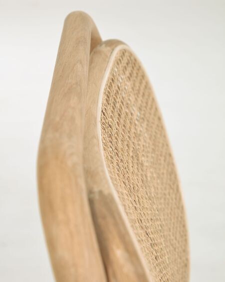 Sillón Doriane madera maciza roble acabado natural y asiento de tela