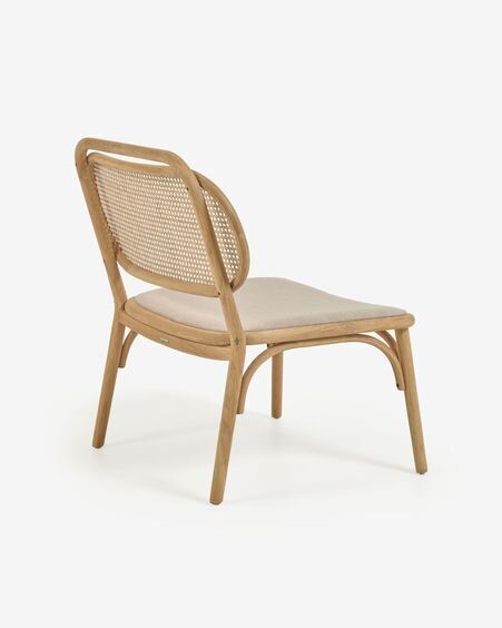 Sillón Doriane madera maciza roble acabado natural y asiento de tela