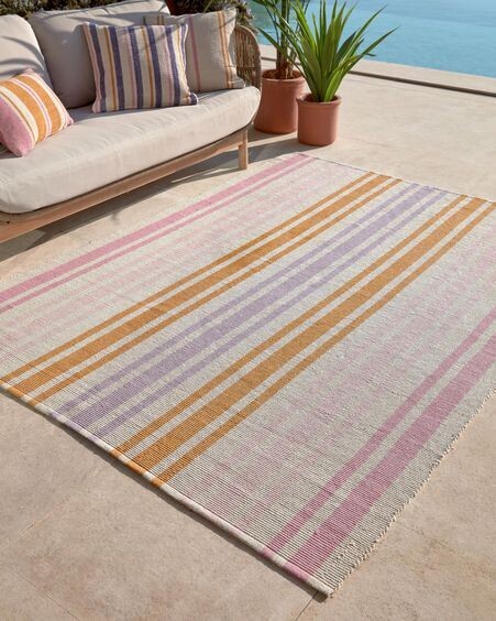 Alfombra Marilina 100% algodón de rayas multicolor 160 x 230 cm