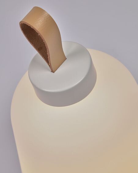 Lámpara de mesa Udiya de polietileno y metal acabado blanco
