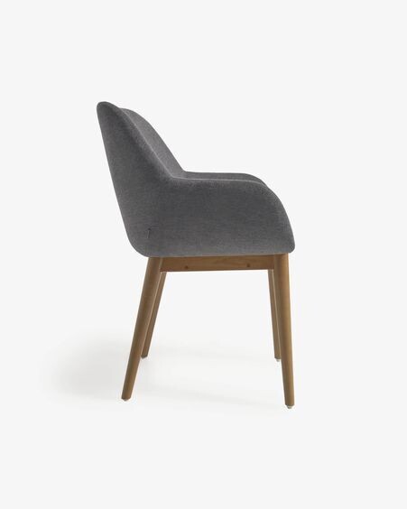 Silla Konna gris oscuro y patas de chapa de fresno acabado oscuro