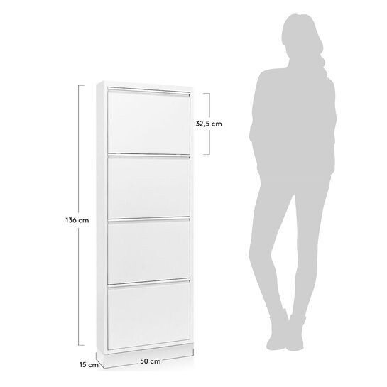 Zapatero Ode 50 x 136 cm 4 puertas blanco