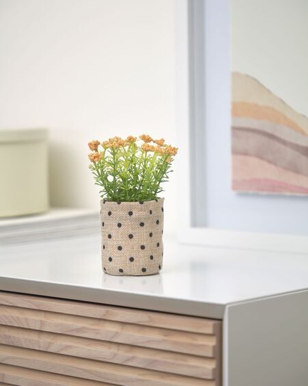 Planta artificial Leonitis leonurus con maceta de rafia 13 cm