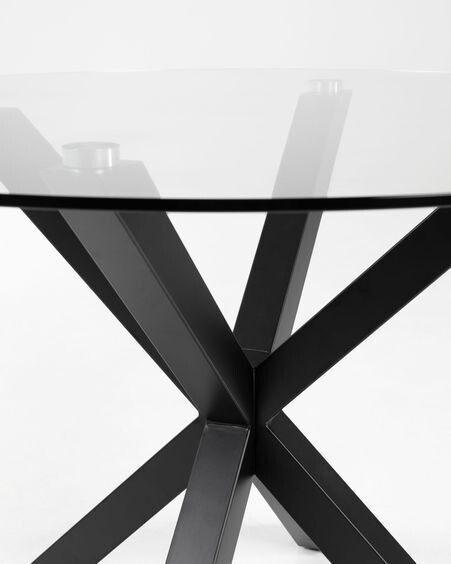 Mesa de centro Full Argo Ø 82 cm cristal patas de acero acabado negro