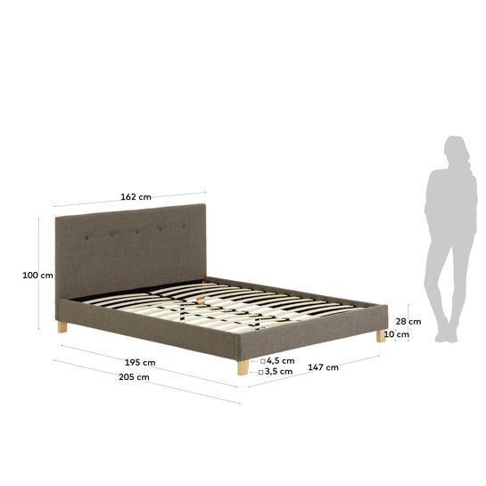 Cama con somier Natuse gris 150 x 190 cm