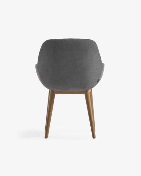 Silla Konna gris oscuro y patas de chapa de fresno acabado oscuro