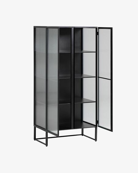 Vitrina Trixie acero con acabado negro 70 x 143 cm