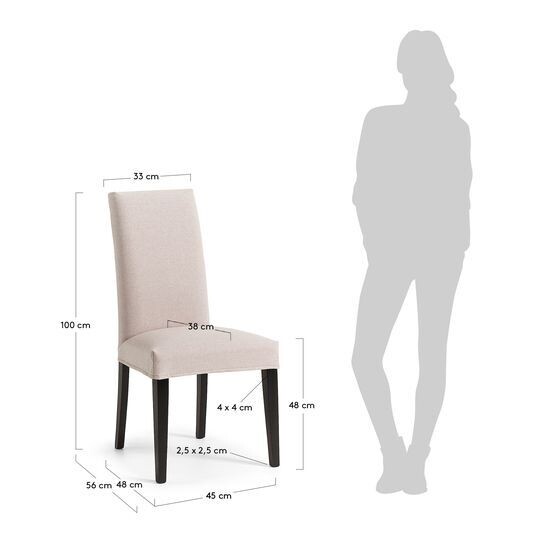 Silla Freda beige y patas de madera maciza de haya acabado negro