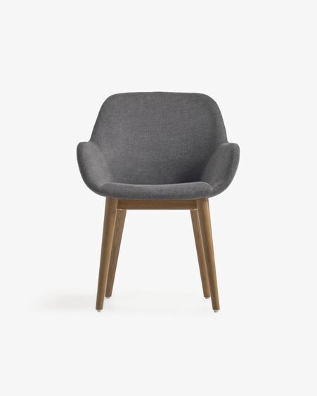 Silla Konna gris oscuro y patas de chapa de fresno acabado oscuro