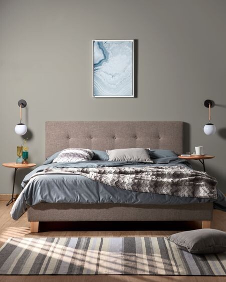 Cama con somier Natuse gris 150 x 190 cm