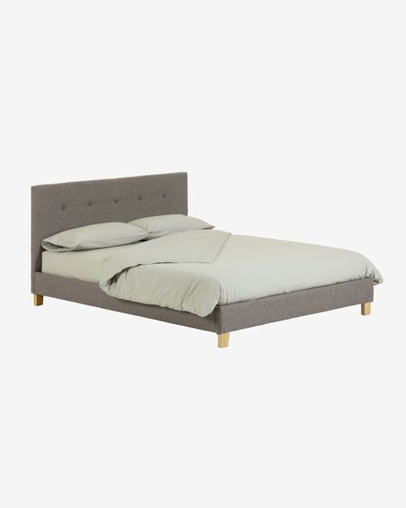 Cama con somier Natuse gris 150 x 190 cm