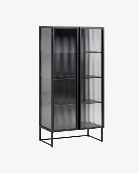 Vitrina Trixie acero con acabado negro 70 x 143 cm