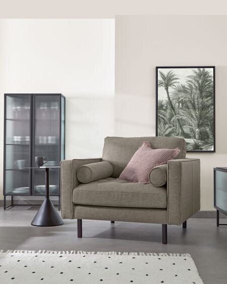 Vitrina Trixie acero con acabado negro 70 x 143 cm