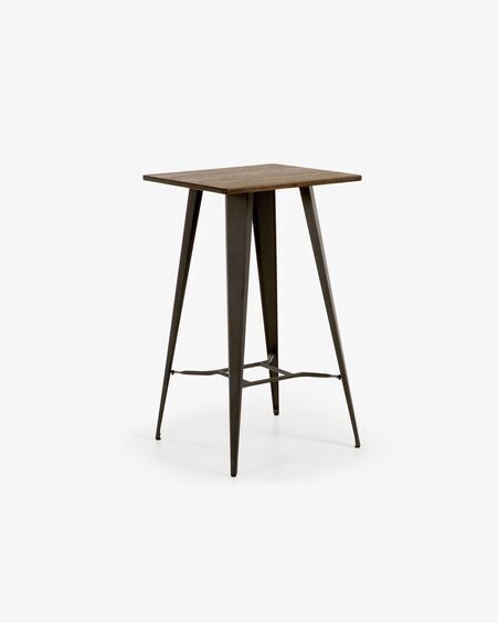 Mesa Malira acero y madera maciza de bambú 60 x 60 cm