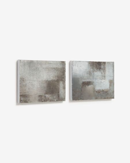 Set Vinka de 2 lienzos blanco y gris 30 x 40 cm