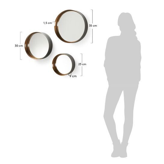 Set Wilton de 3 espejos de acero  Ø 35 cm / Ø 30 cm / Ø 23 cm