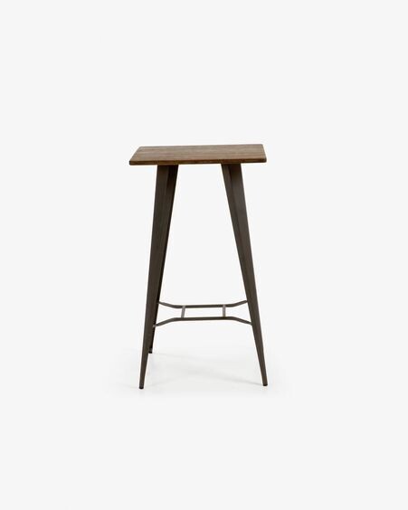 Mesa Malira acero y madera maciza de bambú 60 x 60 cm