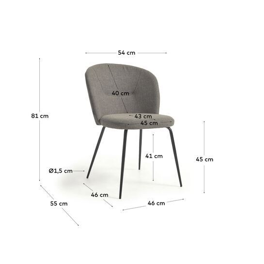 Silla Anoha gris y metal con acabado negro