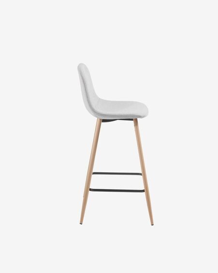 Taburete Nolite gris claro y acero con efecto madera altura 65 cm