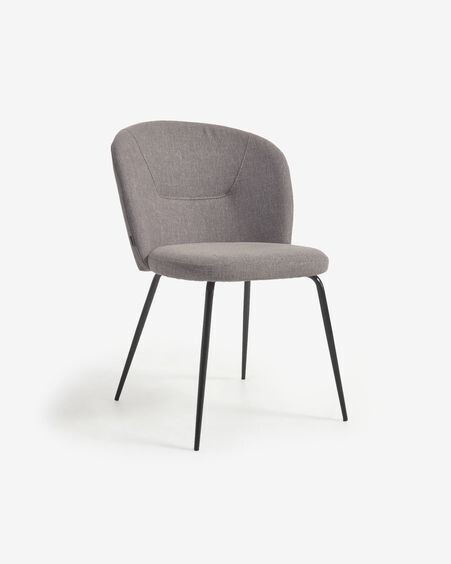 Silla Anoha gris y metal con acabado negro