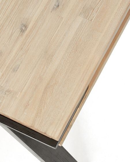 Mesa Thinh de madera maciza de acacia y patas de acero con acabado negro 200 x 95 cm