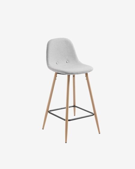 Taburete Nolite gris claro y acero con efecto madera altura 65 cm