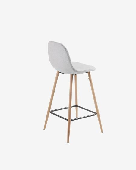 Taburete Nolite gris claro y acero con efecto madera altura 65 cm