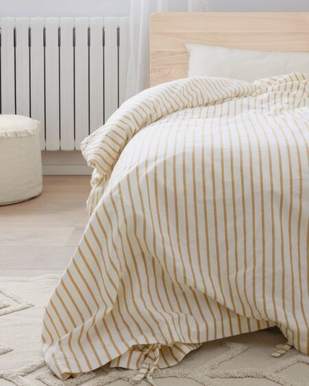 Set Ghia funda nórdica, bajera y funda almohada algodón orgánico GOTS rayas 60 x 120 cm
