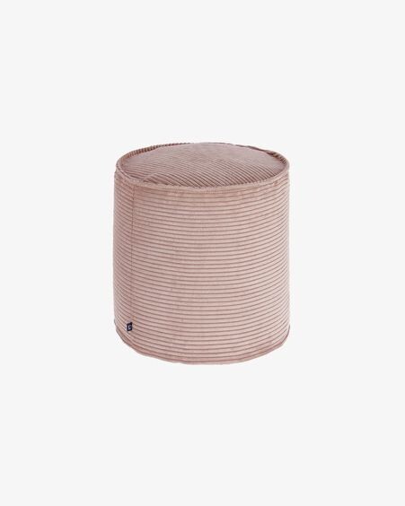 Puf pequeño Wilma pana gruesa rosa Ø 40 cm