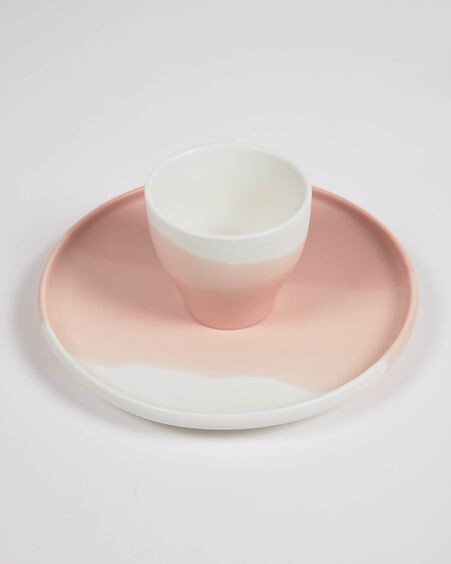 Taza de café Sayuri de porcelana rosa y blanco