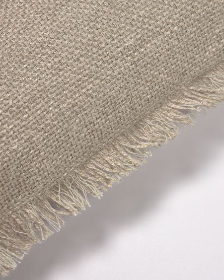 Funda cojín Ailen algodón y lino flecos beige 30 x 50 cm