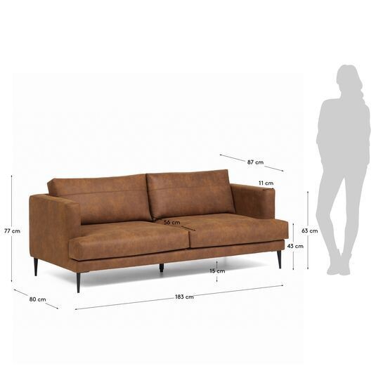 Sofá Tanya 2 plazas tapizado marrón claro 183 cm