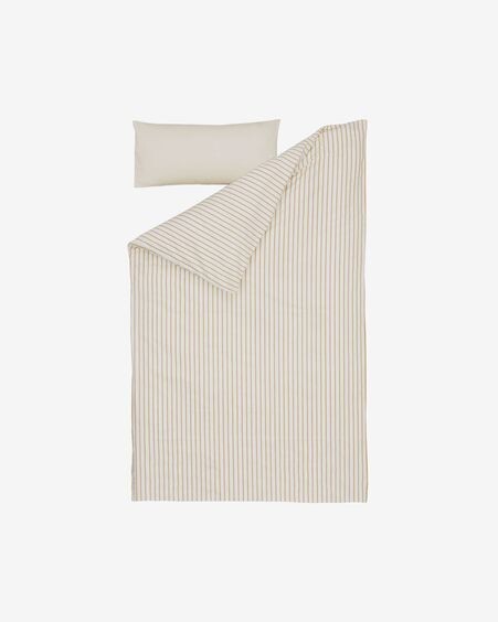 Set Ghia funda nórdica, bajera y funda almohada algodón orgánico GOTS rayas 60 x 120 cm