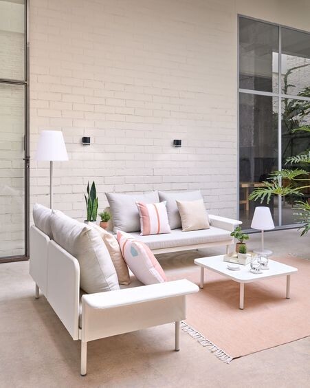 Lámpara de mesa de exterior Amaray de acero con acabado blanco