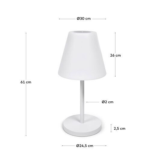Lámpara de mesa de exterior Amaray de acero con acabado blanco