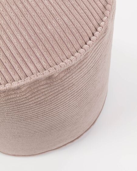 Puf pequeño Wilma pana gruesa rosa Ø 40 cm