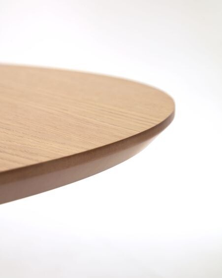 Mesa extensible redonda Oqui chapa de roble y patas de madera maciza Ø 120 (200) x 120 cm