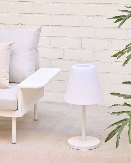 Lámpara de mesa de exterior Amaray de acero con acabado blanco