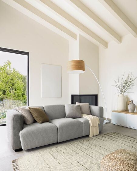 Sofá modular Legara 3 plazas gris claro 222 cm
