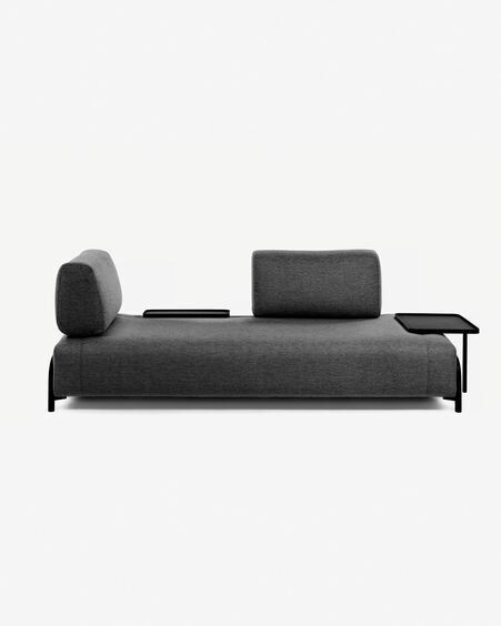 Sofá Compo 3 plazas gris oscuro con bandeja pequeña 232 cm