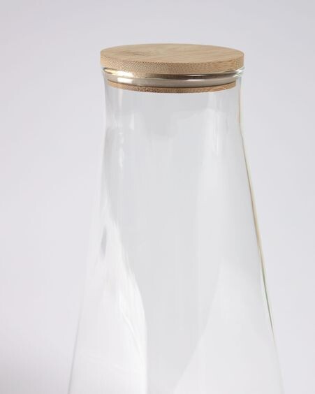 Bote grande Adalis de vidrio transparente y madera de  bambú