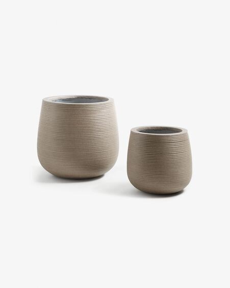 Set Loa de 2 maceteros marrón Ø 40 cm / Ø 29 cm