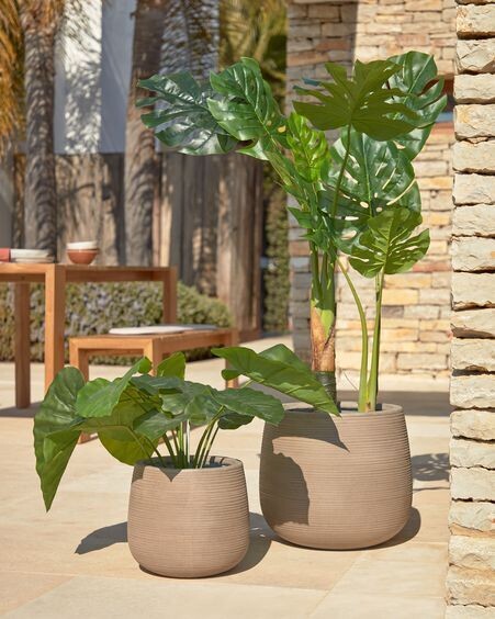Set Loa de 2 maceteros marrón Ø 40 cm / Ø 29 cm